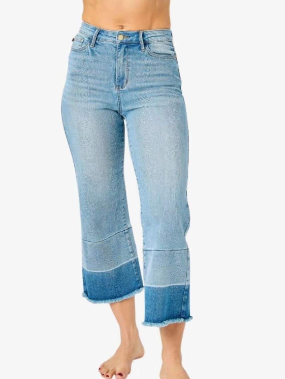 Judy Blue Two-Tone Blue Wide Leg Crop Jeans Size 11/30